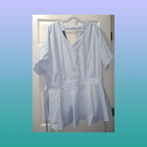 Ashley Stewart Striped Belted Peplum-Style Blouse